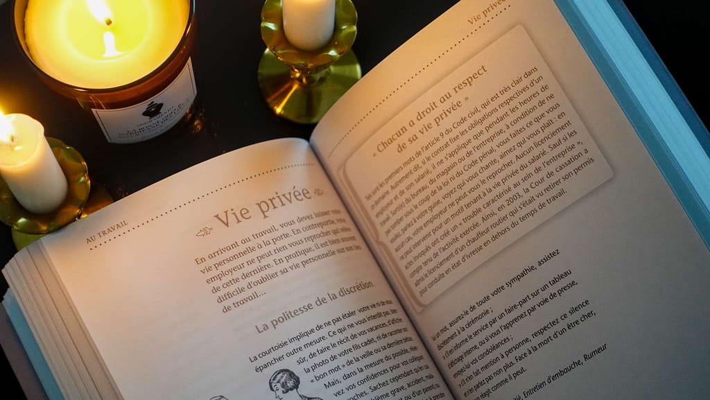 A page from an etiquette manual speaking of discretion and the respect of private life.