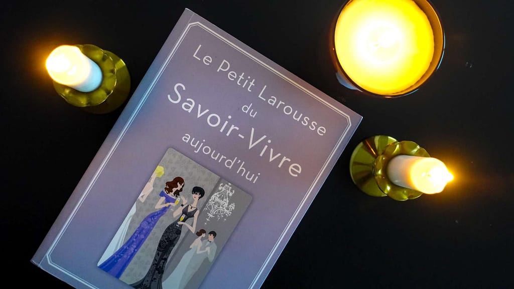 The cover of 'Le Petit Larousse du Savoir-Vivre aujourd'hui' by Sabine Denuelle.