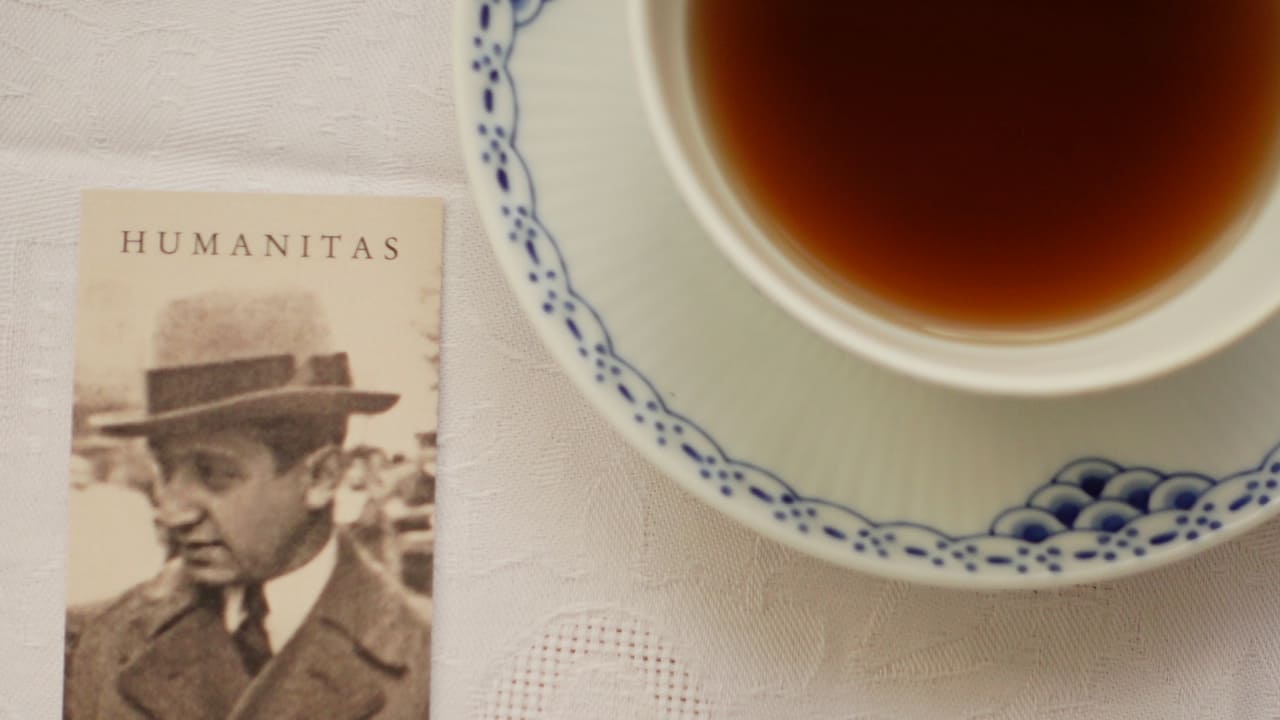 Portrait of Mihail Sebastian and a cup of black tea