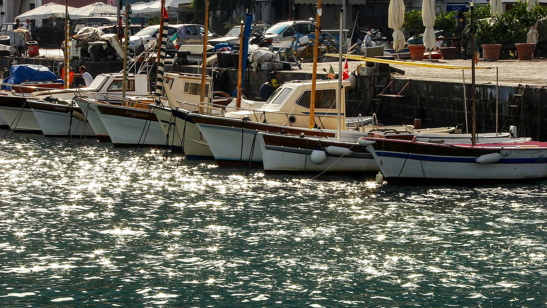 luxury boats in the marina grande harbour in Capri Italy